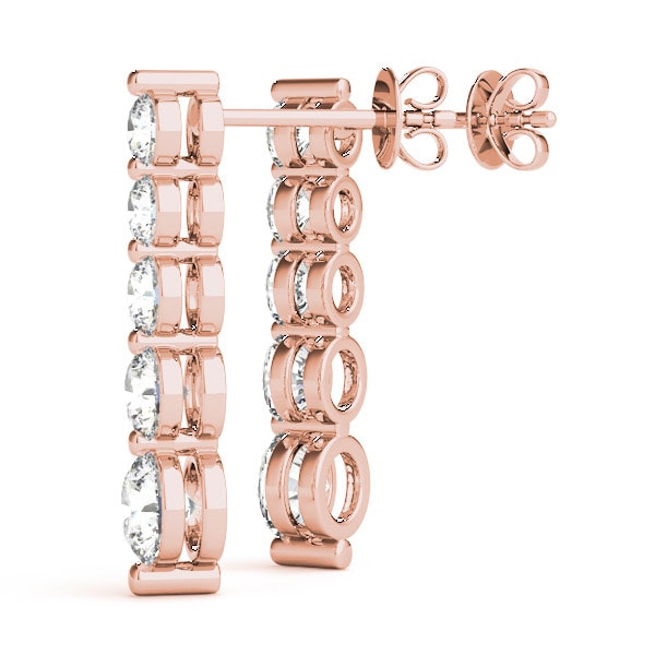 Lyneya Lab Grown Rose Gold Prong Set Journey Diamond Earrings