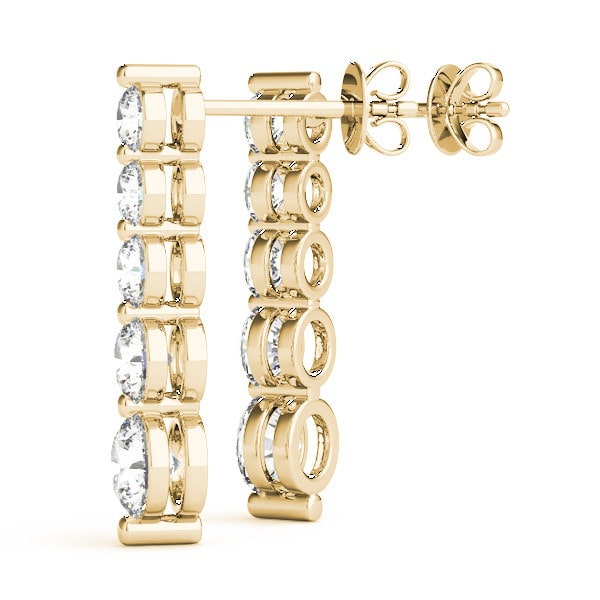 Lyneya Lab Grown Yellow Gold Prong Set Journey Diamond Earrings