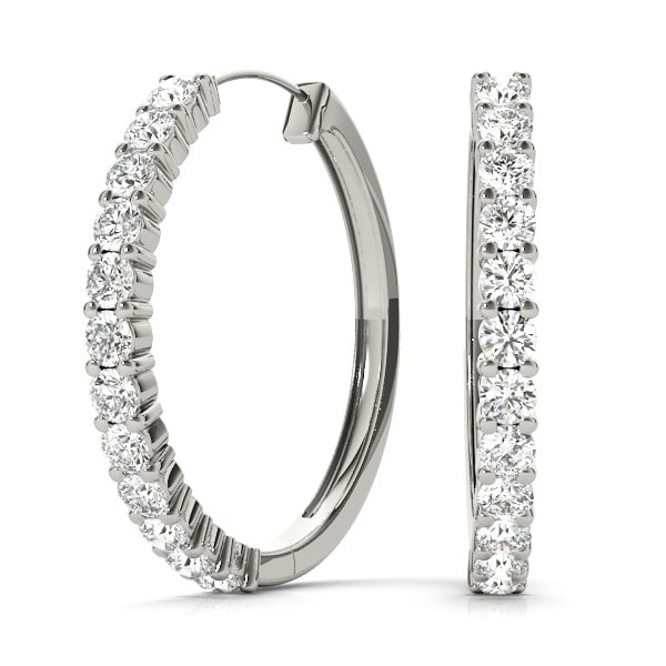 Kenia 0.12 - 0.50 Carat Natural Shared Prong Hoop Diamond Earrings
