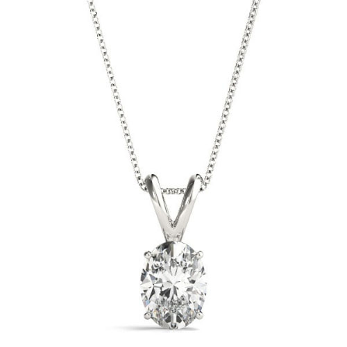 Quenburga Natural Diamond 4 Prong Solitaire Pendant Necklace