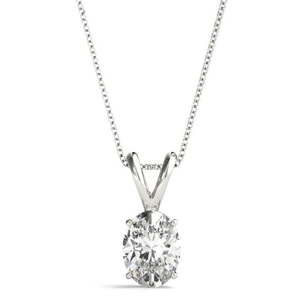 Quenburga Natural Diamond Yellow Gold 4 Prong Solitaire Pendant Necklace