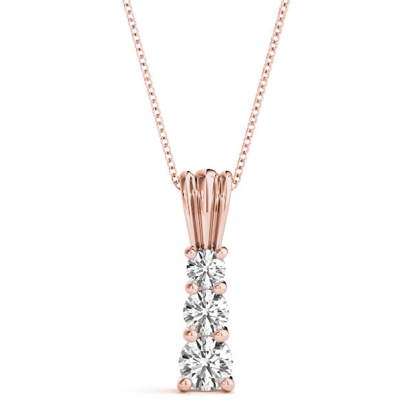 Thanet Lab Grown Diamond Rose Gold 4 Prong Journey Pendant Necklace