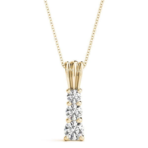 Thanet Lab Grown Diamond Yellow Gold 4 Prong Journey Pendant Necklace
