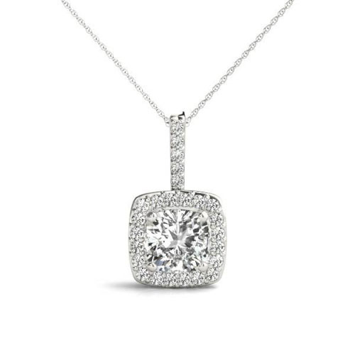 Tamora Lab Grown Diamond 4 Prong Halo Pendant Necklace