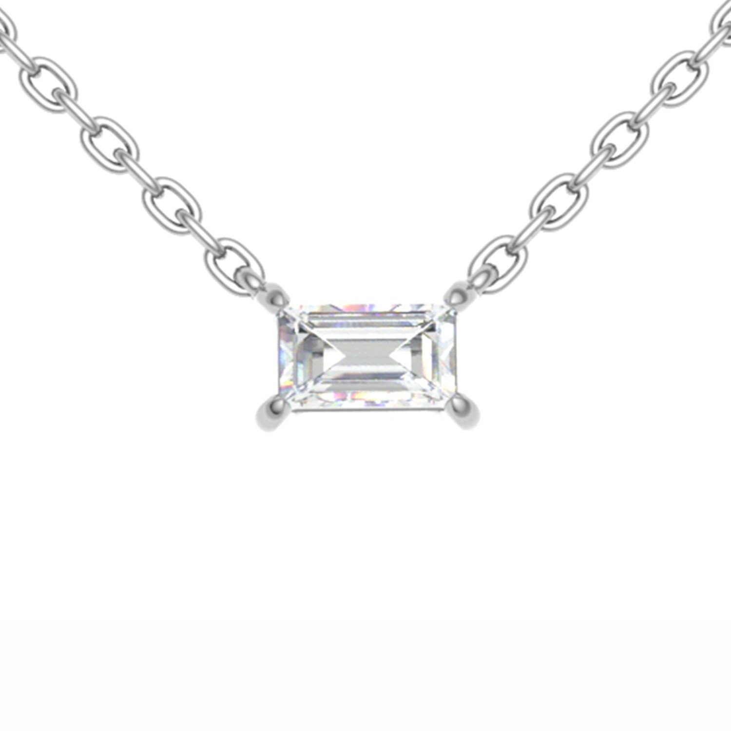 Quenna Lab Grown Diamond 4 Prong Solitaire Pendant Necklace