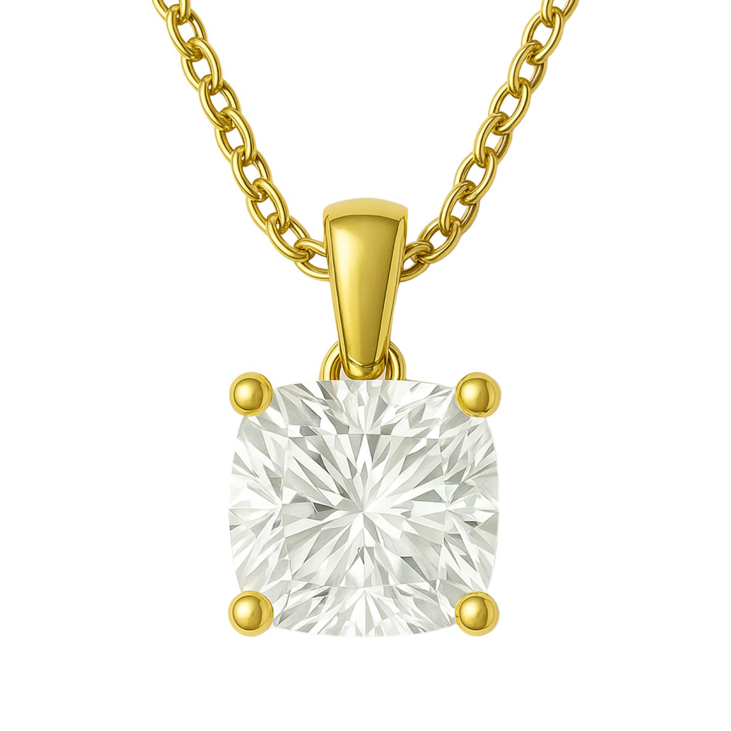 Quella Lab Grown Diamond Yellow Gold 4 Prong Solitaire Pendant Necklace