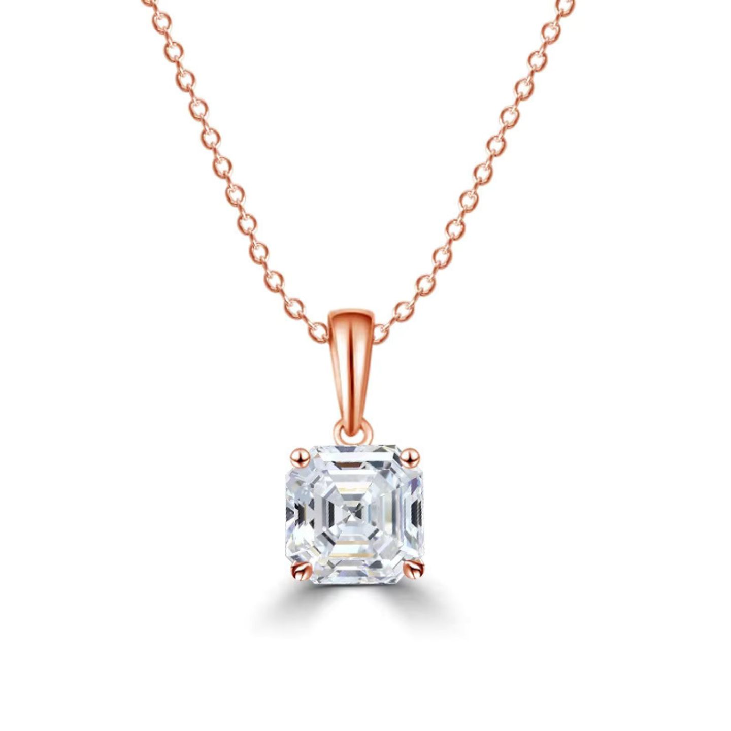 Quinley Lab Grown Diamond Rose Gold 4 Prong Solitaire Pendant Necklace