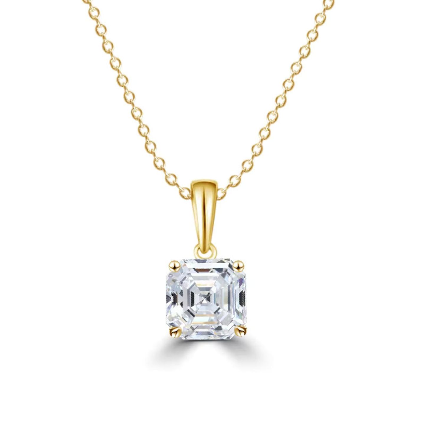 Quinley Lab Grown Diamond Yellow Gold 4 Prong Solitaire Pendant Necklace