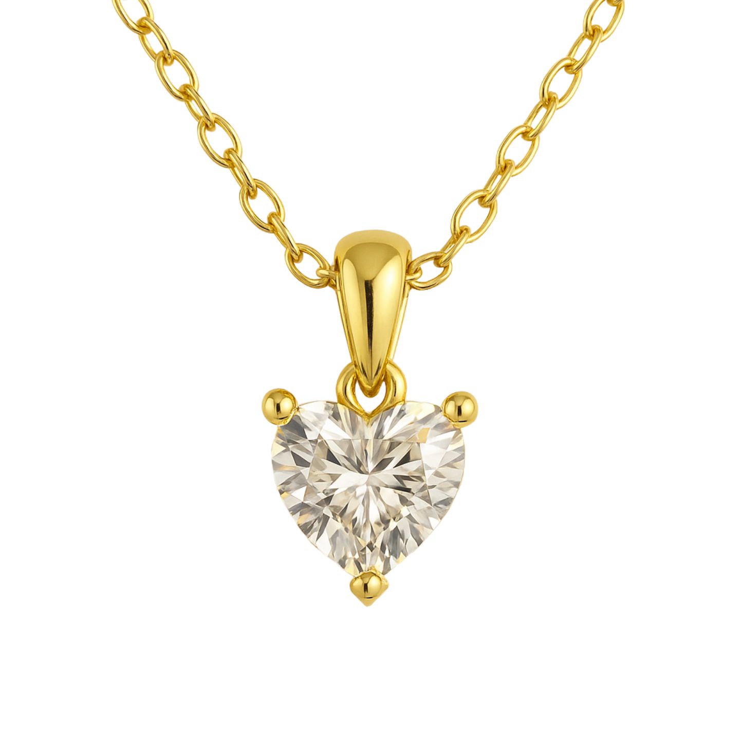 Ruperta Lab Grown Diamond Yellow Gold 3 Prong Solitaire Pendant Necklace