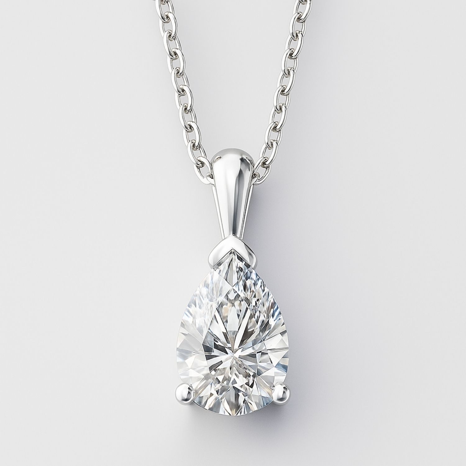 Quena Lab Grown Diamond 3 Prong Solitaire Pendant Necklace