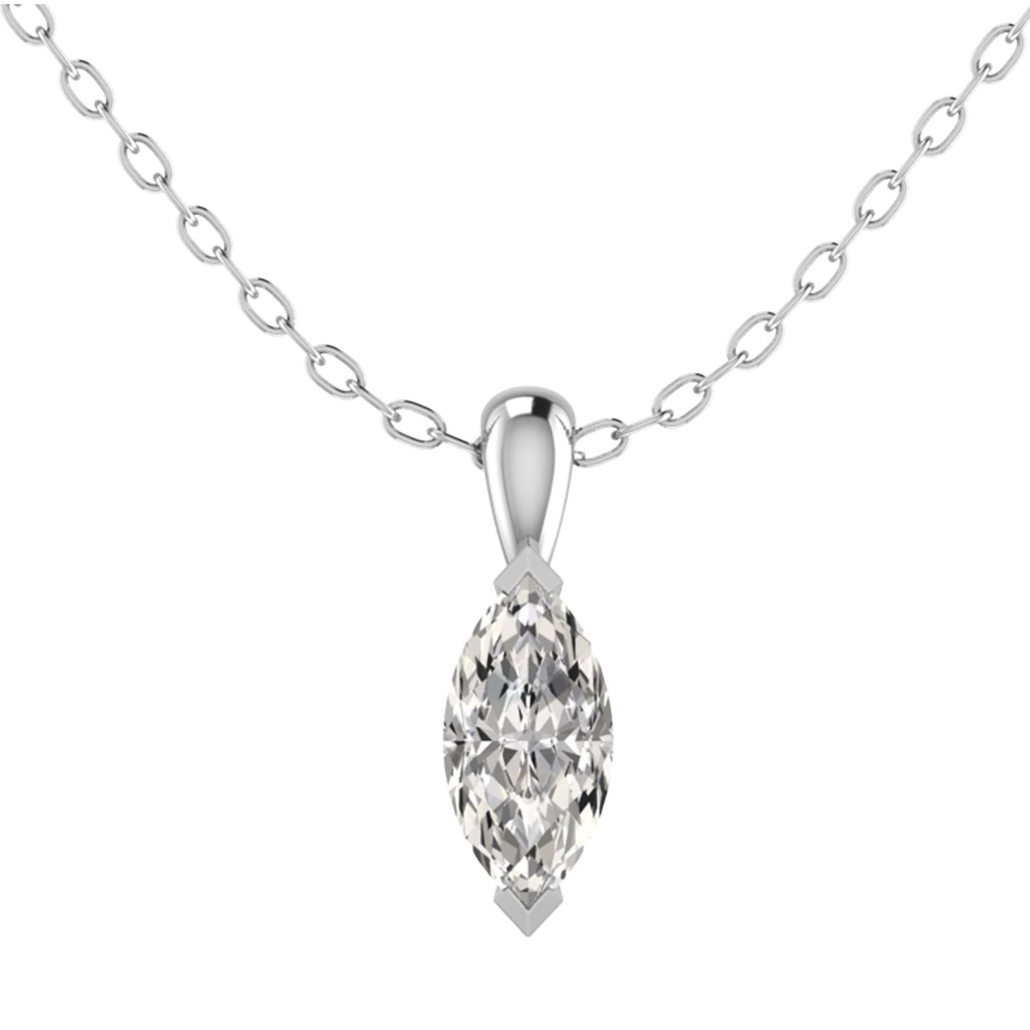 Queneua Lab Grown Diamond 2 Prong Solitaire Pendant Necklace