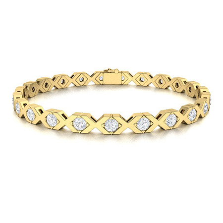 Petronel Lab Grown Yellow Gold XO Diamond Tennis Bracelet