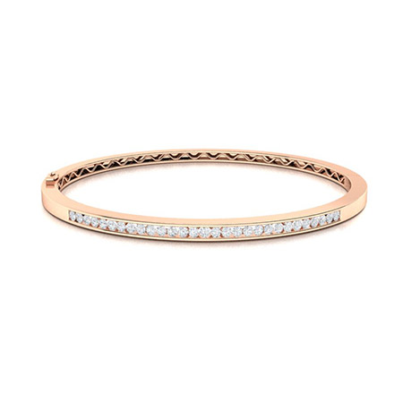 Sheral Natural Rose Gold Channel Set Diamond Bangle Bracelet