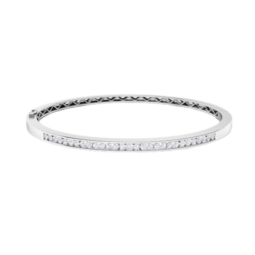 Sheral Natural White Gold Channel Set Diamond Bangle Bracelet