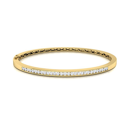 Sheral Natural Yellow Gold Channel Set Diamond Bangle Bracelet