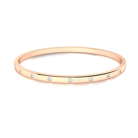 Sheilaine Lab Grown Rose Gold Bezel Set Diamond Bangle Bracelet