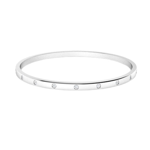 Sheilaine Lab Grown White Gold Bezel Set Diamond Bangle Bracelet