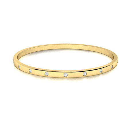 Sheilaine Lab Grown Yellow Gold Bezel Set Diamond Bangle Bracelet