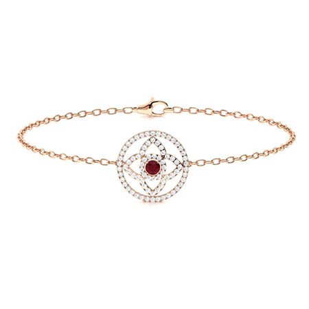 Richia Natural Ruby Rose Gold 4 Prong Gemstone Bracelet