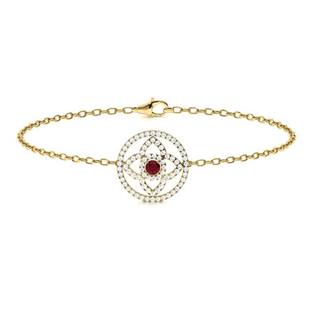 Richia Natural Ruby Yellow Gold 4 Prong Gemstone Bracelet