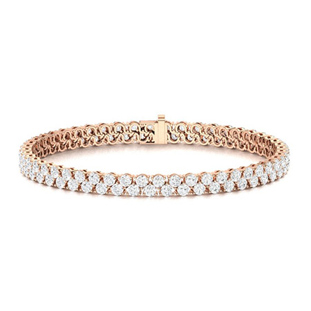Sybill Lab Grown Diamond Rose Gold 3 Prong Multi Row Tennis Bracelet