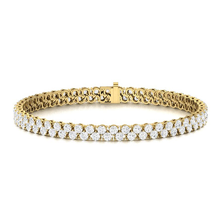 Sybill Lab Grown Diamond Yellow Gold 3 Prong Multi Row Tennis Bracelet