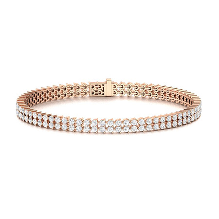 Syble Lab Grown Diamond Rose Gold Prong Set Multi Row Tennis Bracelet