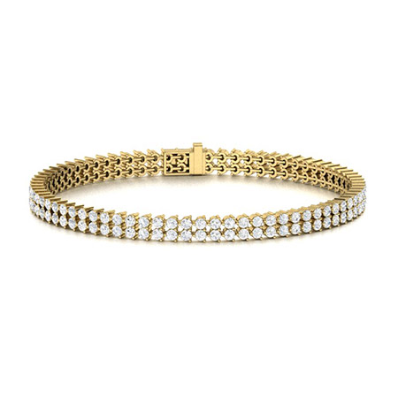 Syble Lab Grown Diamond Yellow Gold Prong Set Multi Row Tennis Bracelet