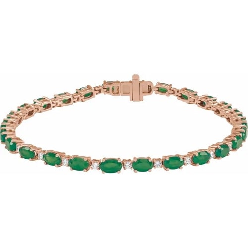 Ralana Emerald Rose Gold 4 Prong  Bracelet
