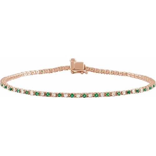 Raychel Emerald Rose Gold 4 Prong Gemstone Bracelet