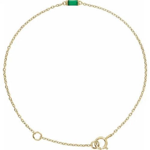 Richella Emerald Yellow Gold Channel Set Gemstone Bracelet