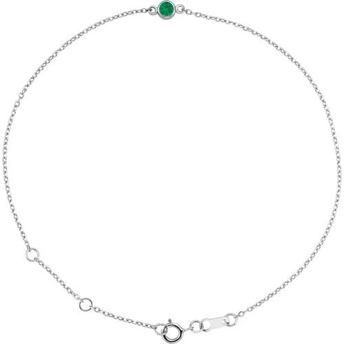 Roz Emerald White Gold Bezel Set Gemstone Bracelet