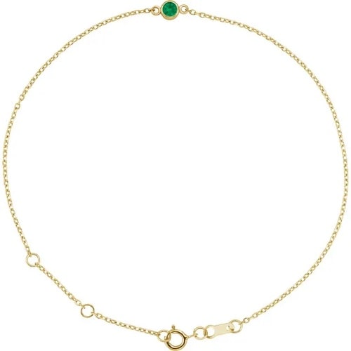 Roz Emerald Yellow Gold Bezel Set Gemstone Bracelet