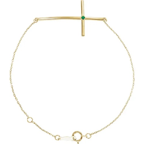 Rycca Emerald Yellow Gold 4 Prong Gemstone Bracelet