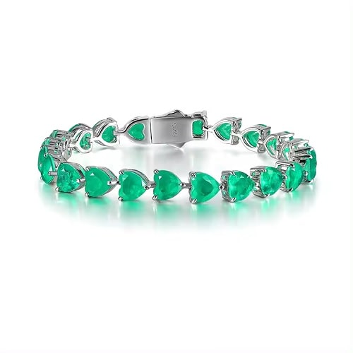 Romilly Emerald Yellow Gold 3 Prong Gemstone Bracelet