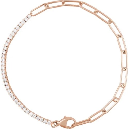 Stephania Lab Grown Rose Gold 4 Prong Diamond Tennis Bracelet