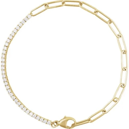 Stephania Lab Grown Yellow Gold 4 Prong Diamond Tennis Bracelet