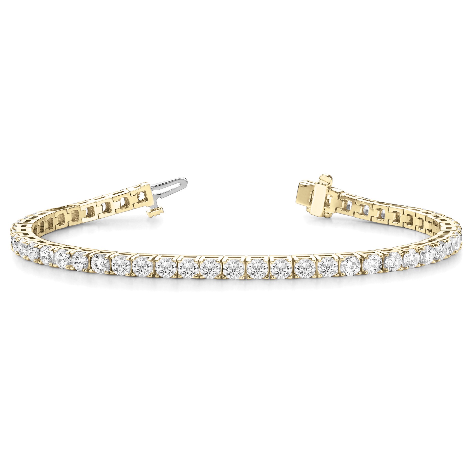 Raylene Natural Yellow Gold 4 Prong Diamond Tennis Bracelet