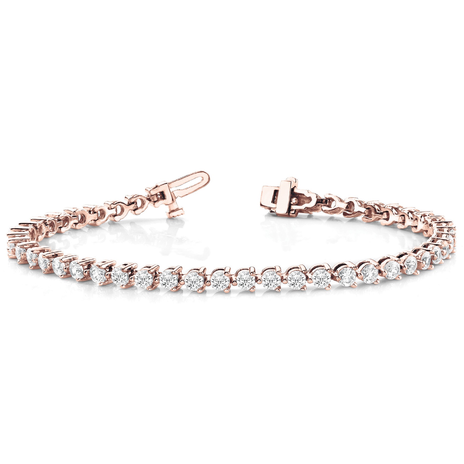 Ronni Natural Rose Gold 3 Prong Diamond Tennis Bracelet