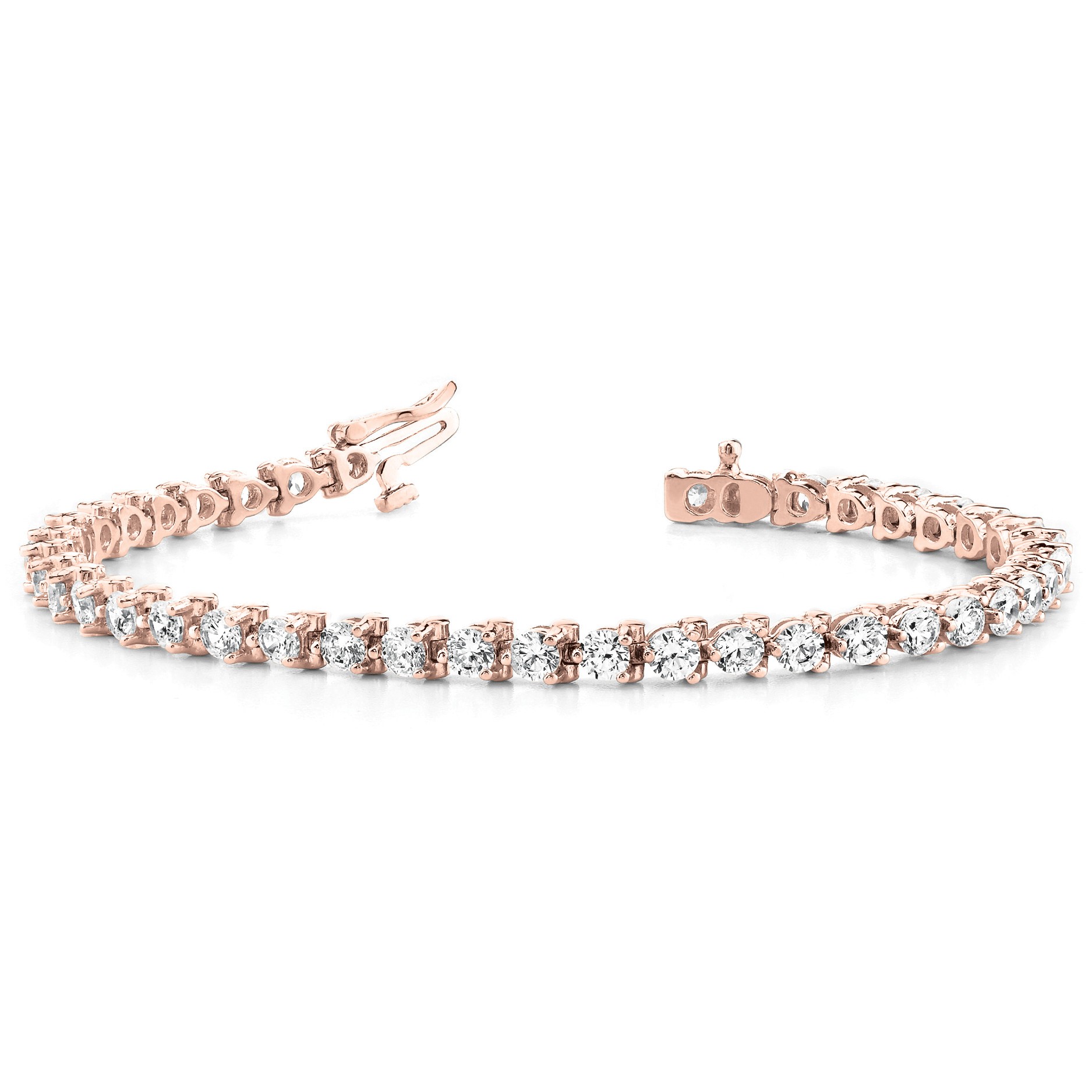 Reyna Natural Diamond Rose Gold 3 Prong  Bracelet