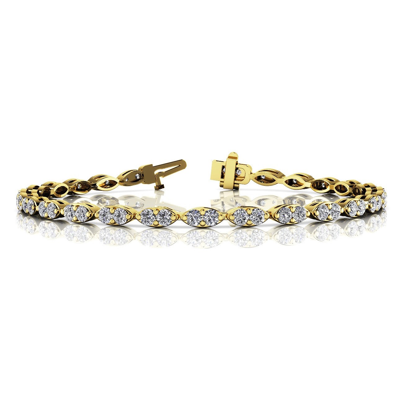 Rella Natural Yellow Gold Shared Prong Diamond Tennis Bracelet