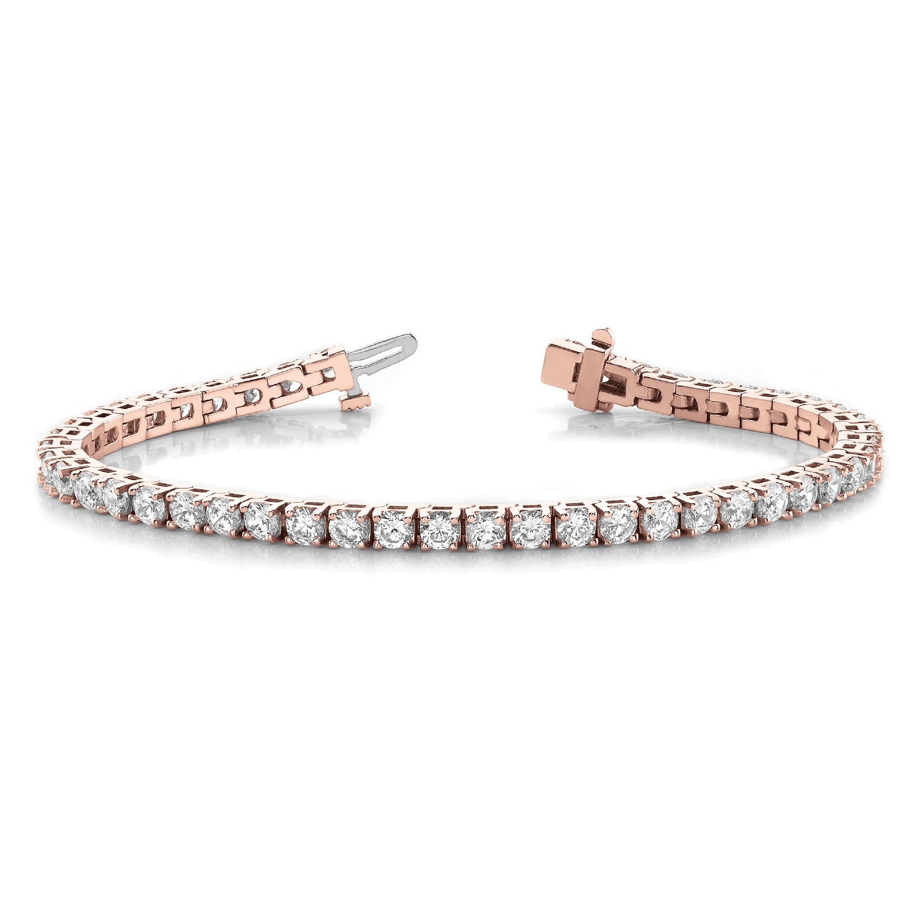 Retta Natural Rose Gold 4 Prong Diamond Tennis Bracelet