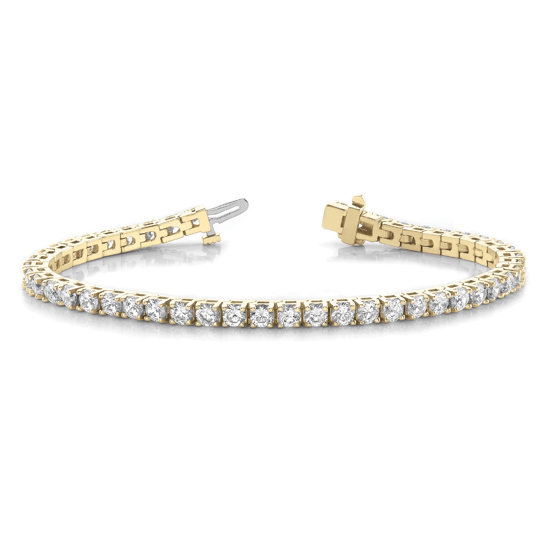 Retta Natural Yellow Gold 4 Prong Diamond Tennis Bracelet