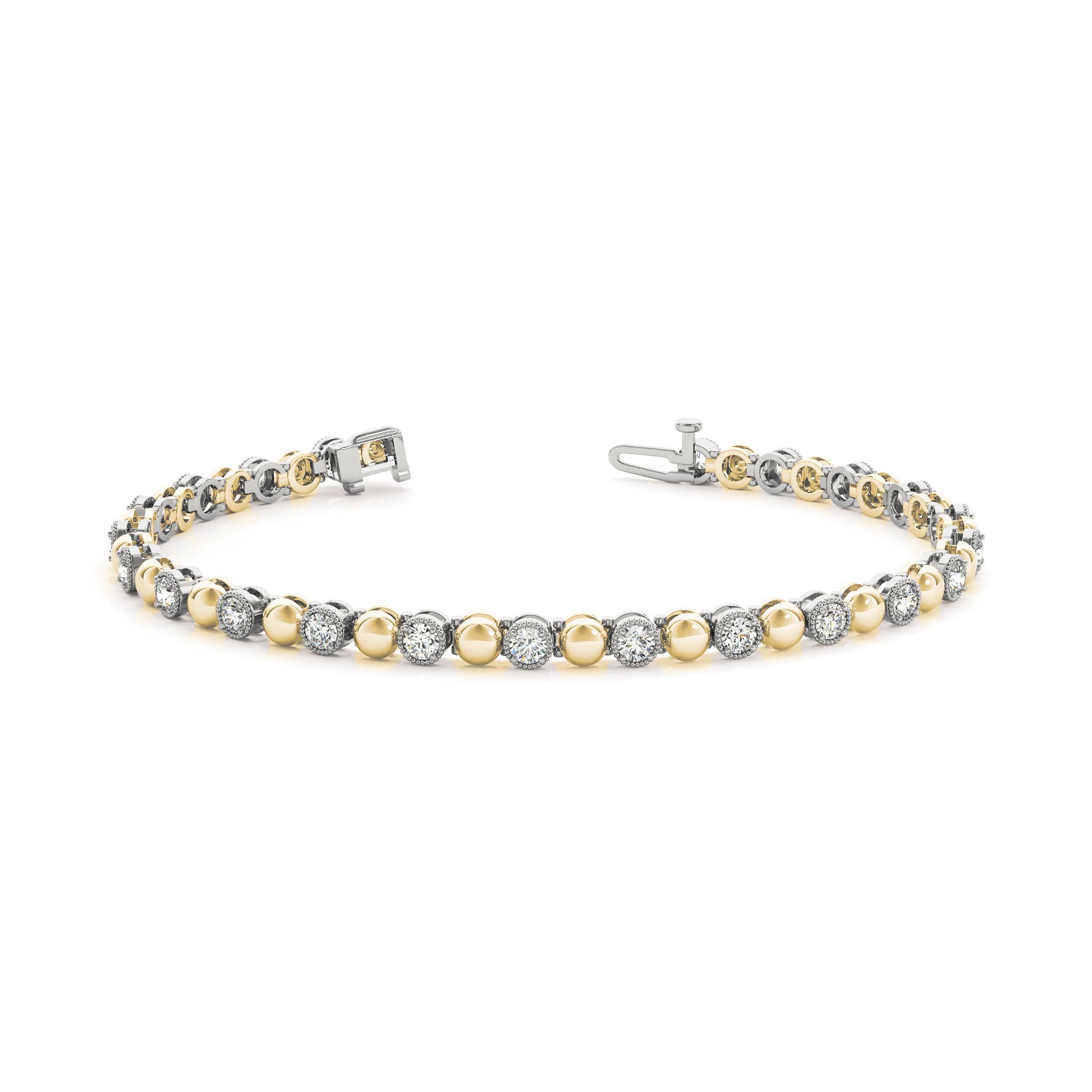 Prynne Natural Yellow Gold 4 Prong Diamond Tennis Bracelet