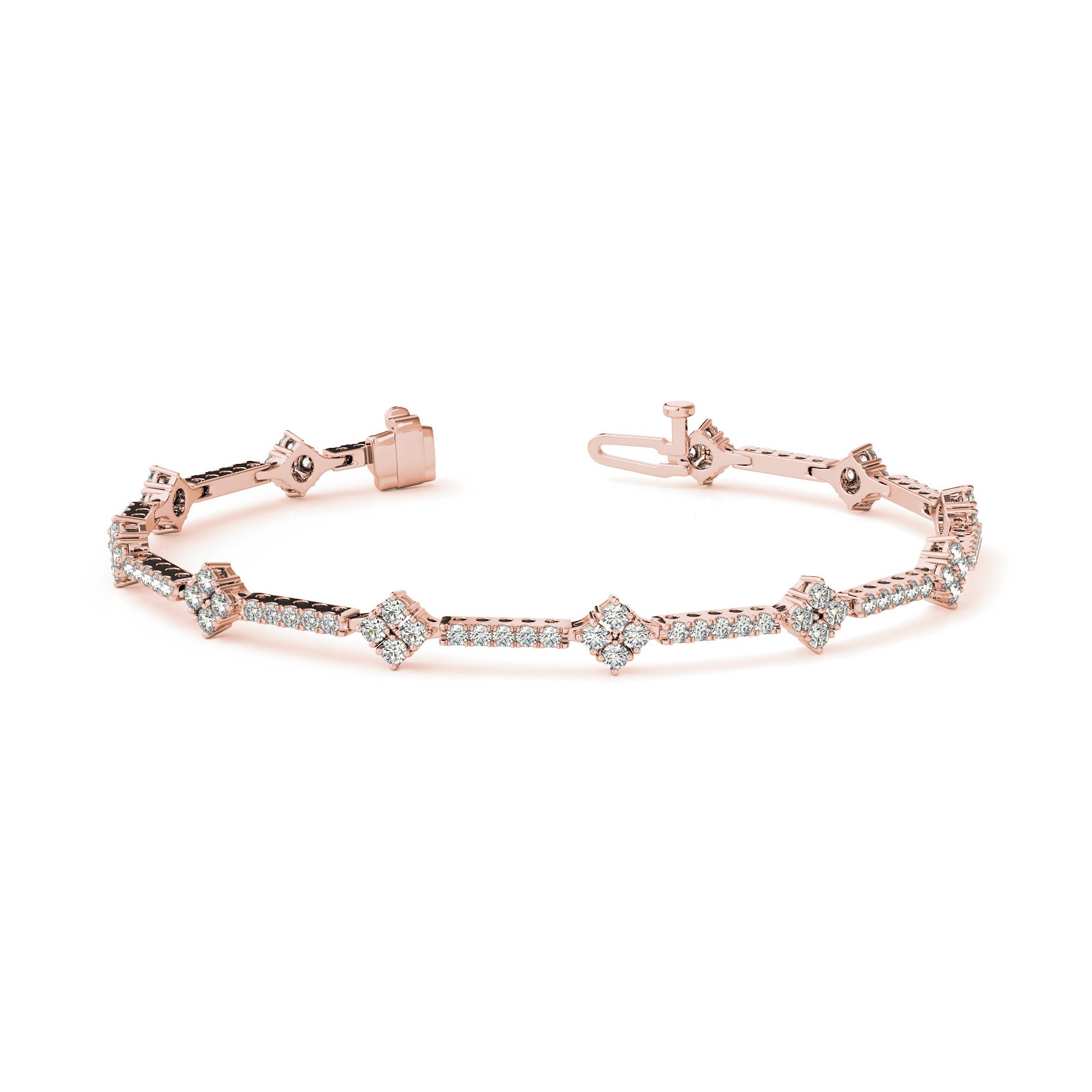Romi Natural Rose Gold 4 Prong Diamond Tennis Bracelet