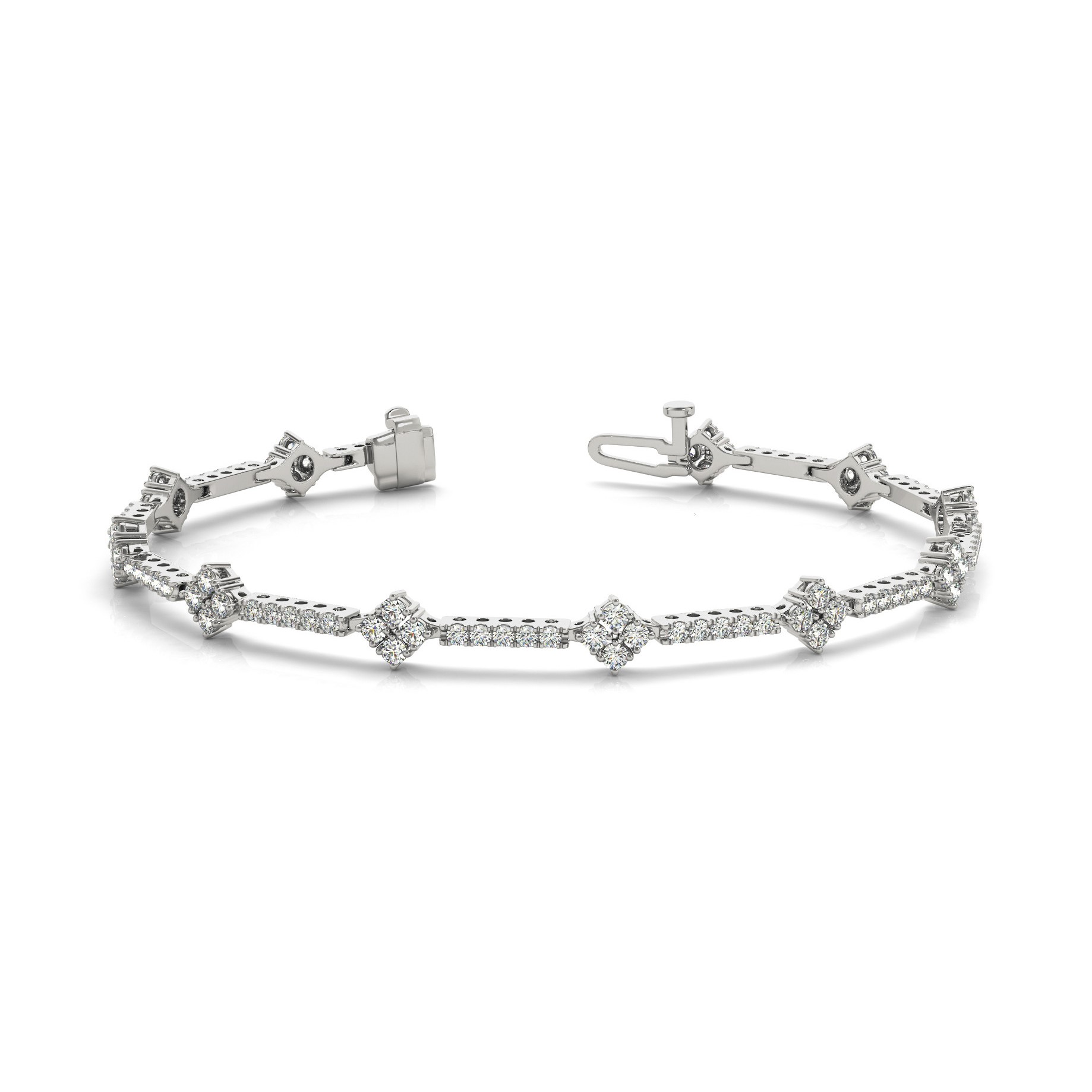 Romi Natural White Gold 4 Prong Diamond Tennis Bracelet