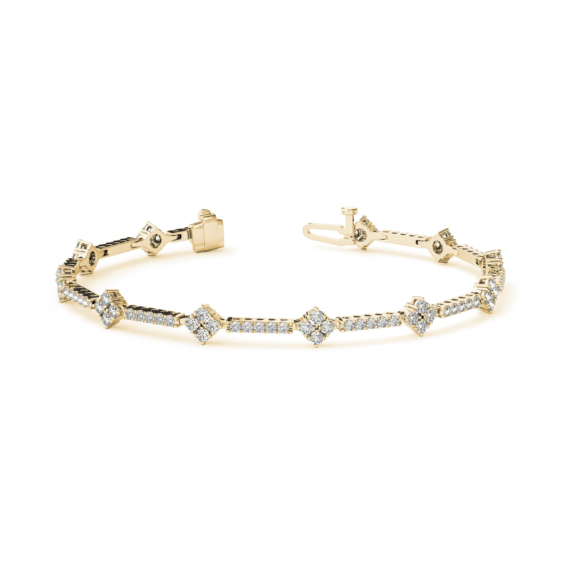 Romi Natural Yellow Gold 4 Prong Diamond Tennis Bracelet