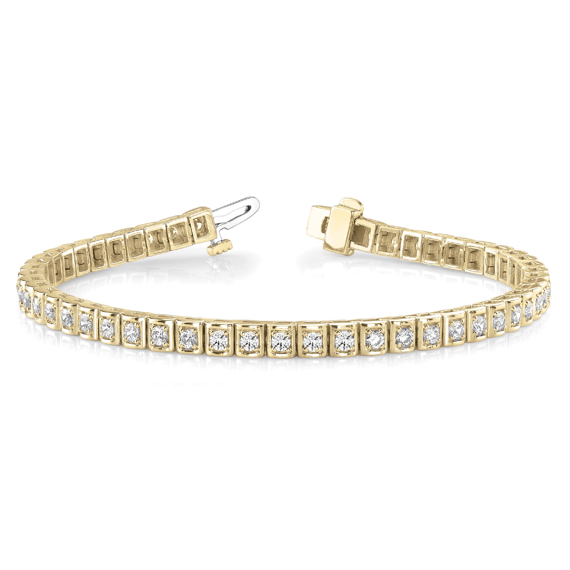 Rosanna Natural Yellow Gold 4 Prong Diamond Tennis Bracelet