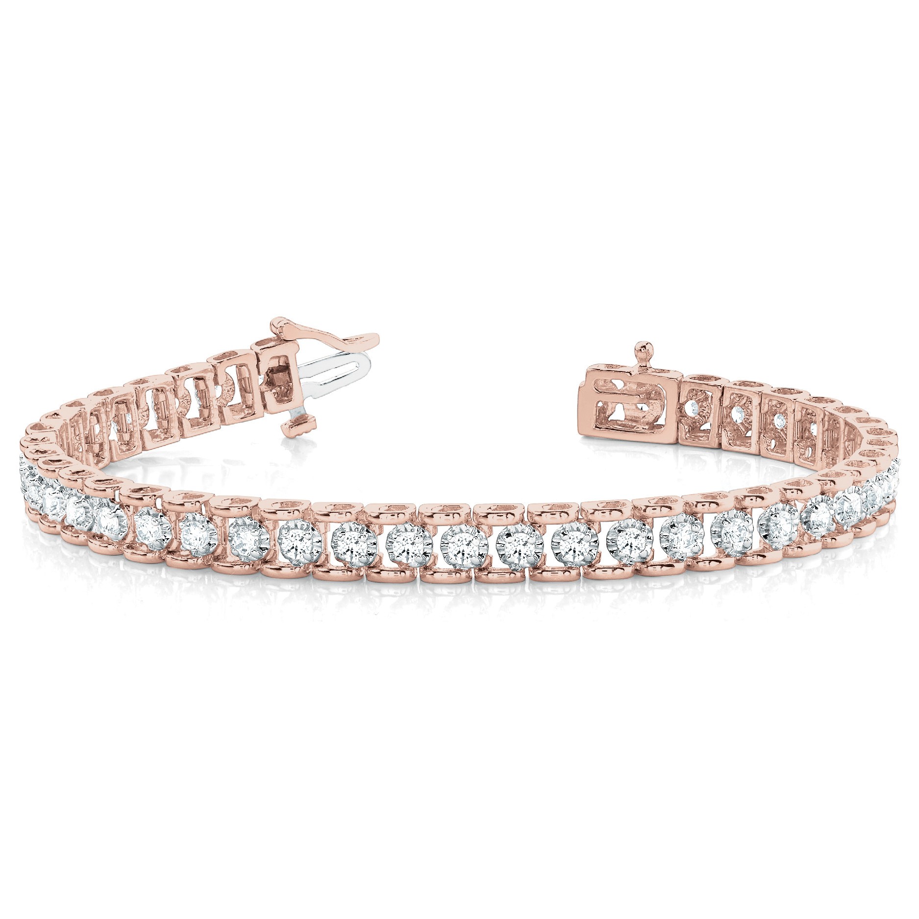 Perrie Lab Grown Rose Gold 4 Prong Diamond Tennis Bracelet