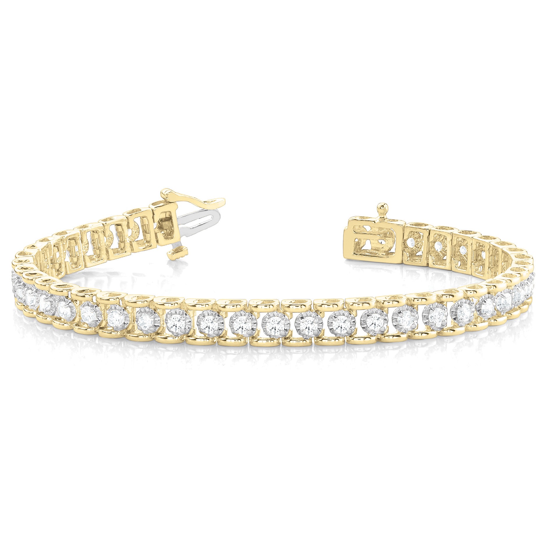 Perrie Lab Grown Yellow Gold 4 Prong Diamond Tennis Bracelet